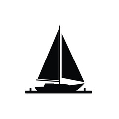 Black sailboat icon on white background sailing watercraft