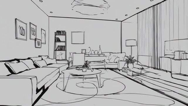 Interior sketch of a living room (1)