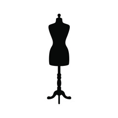 Obraz premium Black mannequin silhouette on white background dressmaker