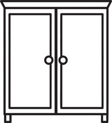 Wardrobe Silhouette in Black, Classic Wooden Closet Vector
