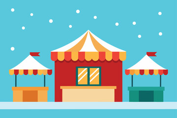 festive market background  decorated stalls  warm