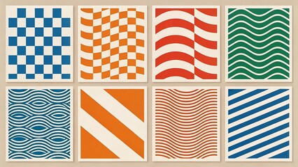 Collection of retro geometric patterns for backgrounds and textile design