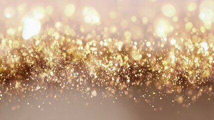 Obraz premium Golden Glittering Bokeh Background with Sparkling Light Effects for Festive Celebrations and Design Projects