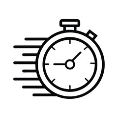 Fast Stopwatch Icon – Speed Timer Symbol in Minimal Line Style Vecto