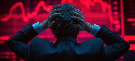 The businessman in despair over declining stock market performance