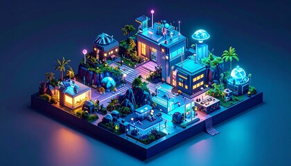Pixelated futuristic city