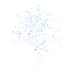 Abstract molecular network structure with gradient nodes and connecting lines in blue and purple tones, ideal for science, tech, or data-related designs.