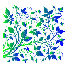 Fototapeta premium Green and Blue Gradient Floral Swirls
