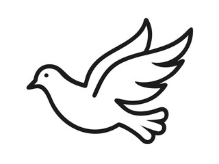 Obraz premium Dove of peace line and solid icon, world peace concept, bird sign on white background, flying dove icon in outline style for mobile concept and web design. Vector graphics