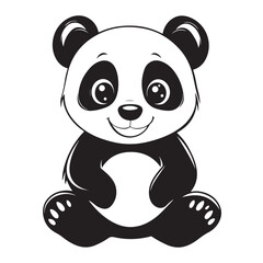 Fototapeta premium Sitting cute panda with bamboo isolated on white