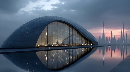 Obraz premium Stunning glass dome design over water high resolution picture