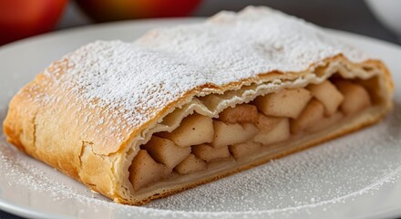 Delicious Homemade Apple Strudel with Flaky Pastry and Sweet Cinnamon Apples, Perfect for Dessert Lovers, Bakers, and Food Enthusiasts Seeking Culinary Inspiration and Recipe Ideas