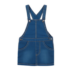 Blue denim dress with straps isolated on a transparent background