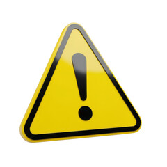 3d warning sign isolated on transparent background