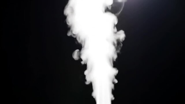 Isolated jet of vapor spiraling upward and diffusing softly into nothingness