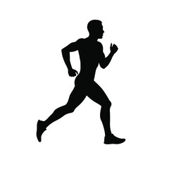 Black silhouette of a man running jogger athletic