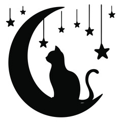 black cat on the moon