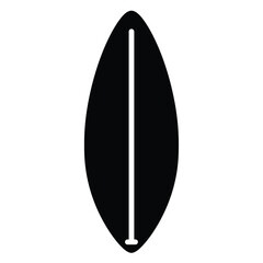 Black surfboard icon on white background water sport