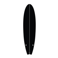 Black surfboard silhouette white ocean