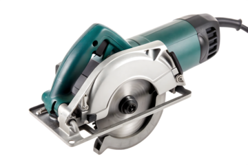 Green silver circular saw tool isolated on a transparent background