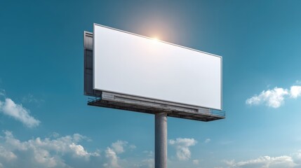Obraz premium Billboard Mockup Against Blue Sky: Ideal for Outdoor Advertising Campaigns and Creative Design Presentations