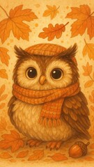 Obraz premium Cozy owl autumn illustration
