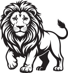 Obraz premium Majestic lion silhouette line art illustration stock photos royalty free image premium quality