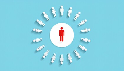 A concept of one leader in a group, leadership illustration 