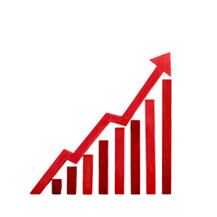 Red upward trending bar graph