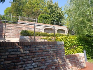 A relaxing walk in the summer green garden