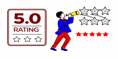 man calling to give star rating vector