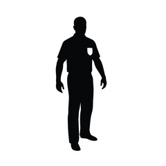 Black silhouette of a man in uniform person