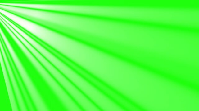 Top left side sun rays on green screen. bright light lens flare effect, Beams lights on stage with green screen background. Top center sun rays or god bless rays on green screen. flashing light effect