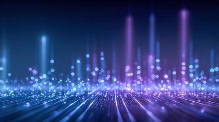 Abstract Technology Background with Glowing Particles, Lines, and Bokeh Effects for Future Innovation Concepts