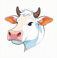cow cartoon head isolated