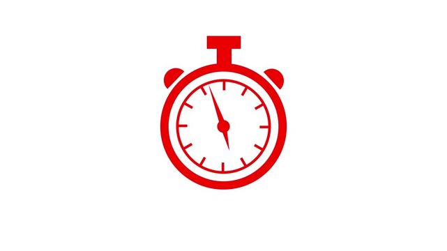 vibrant Red stopwatch icon against a deep White background, ideal for illustrating concepts of timing, speed, and competition in a digital and graphic style.