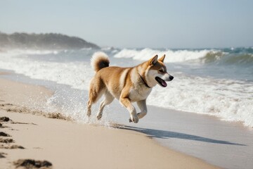 Happy Shiba Inu at the Beach