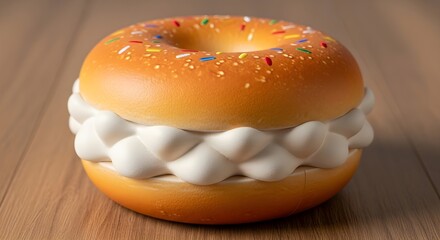 Colorful Donut Squishy Toy with Sprinkles and Cream