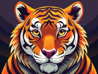 Naklejka premium Close up portrait of a stylized majestic tiger face with vibrant colors