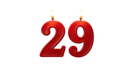 Celebrate milestone birthdays with vibrant red number 29 candles, perfect for anniversaries and special occasions