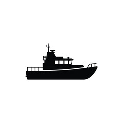Obraz premium Black silhouette of a rescue boat watercraft vessel