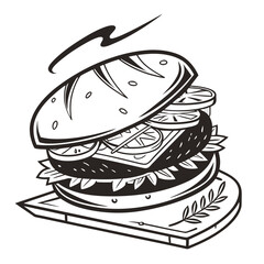 hand drawn vector illustration of a hamburger