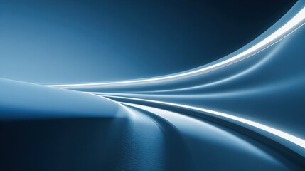 Futuristic Abstract Background with Smooth Blue Gradient and Glowing Lines for Technology and Design
