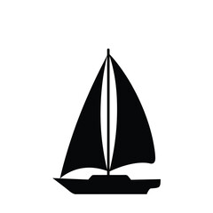 Black sailboat silhouette on white background sailing