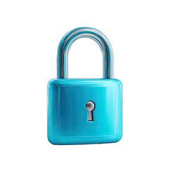 Naklejka premium A bright blue, glossy padlock
