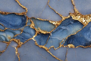 Obraz premium Captivating blue agate stone with golden veins showcasing natural beauty and mineral patterns