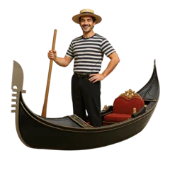 Fototapete Gondeln Gondolier smiling while standing in traditional gondola boat    © Лариса Рябцева