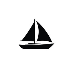 Black sailboat silhouette with white background sailing