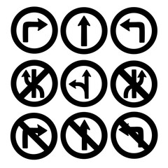 collection of illustration sets of traffic sign icons