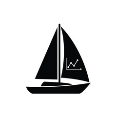 Sailboat with financial graph sailing water